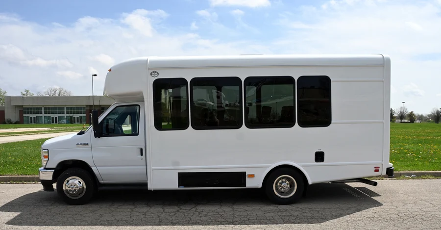 14-passenger white party bus exterior