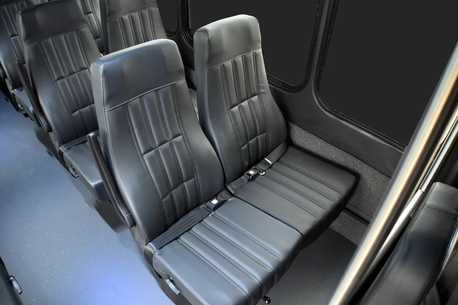 14-passenger white party bus interior