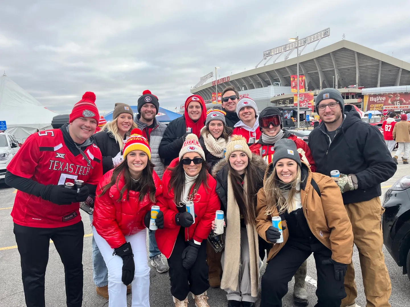 Group at the stadium on game day